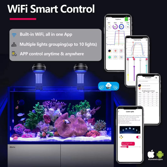 WiFi Nano Aquarium LED Light 60W, Professional Aquarium Light Full Spectrum Reef Coral SPS/LPS Saltwater Tank