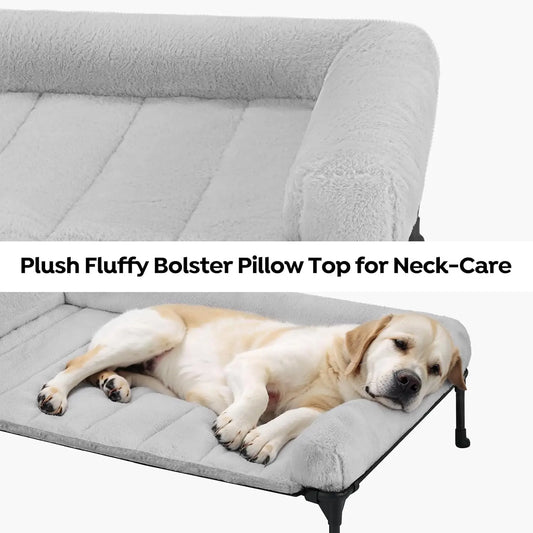 Elevated Orthopedic Dog Bed with Fluffy Bolster,
