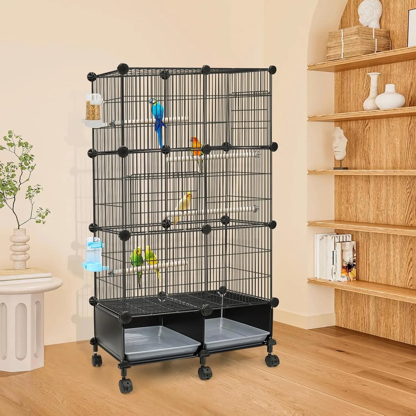 46-Inch Spacious Bird Cage Slide-Out Tray, Water Bottle & Feeder