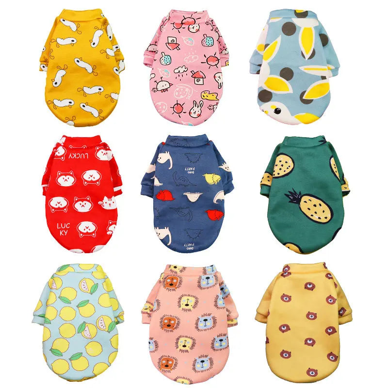Custom Printed Cartoon Pet Clothes Fleece-Lined Winter Pullover Dog and Cat