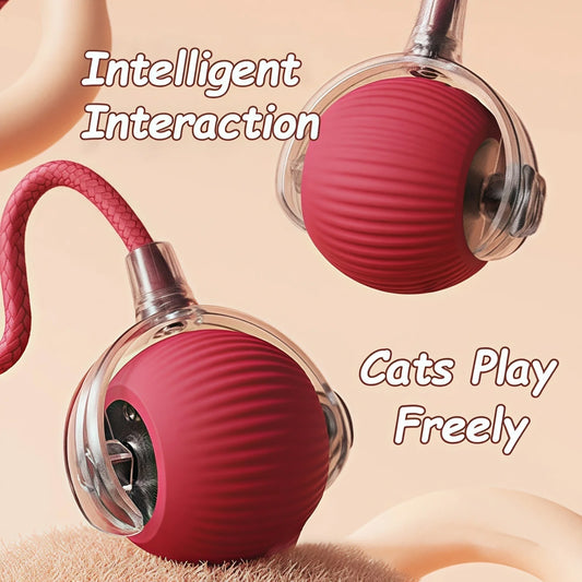 New Cat Interactive Ball Toy Automatic Rolling Ball Faux Tail Rechargeable Smart Pet Electric Toy