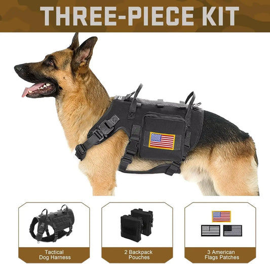 Medium Tactical Dog Harness with Handle, Vest Adjustable Chest 19.5-41.5 Inches