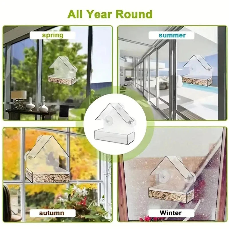 Transparent Bird Feeder for Wild Birds
