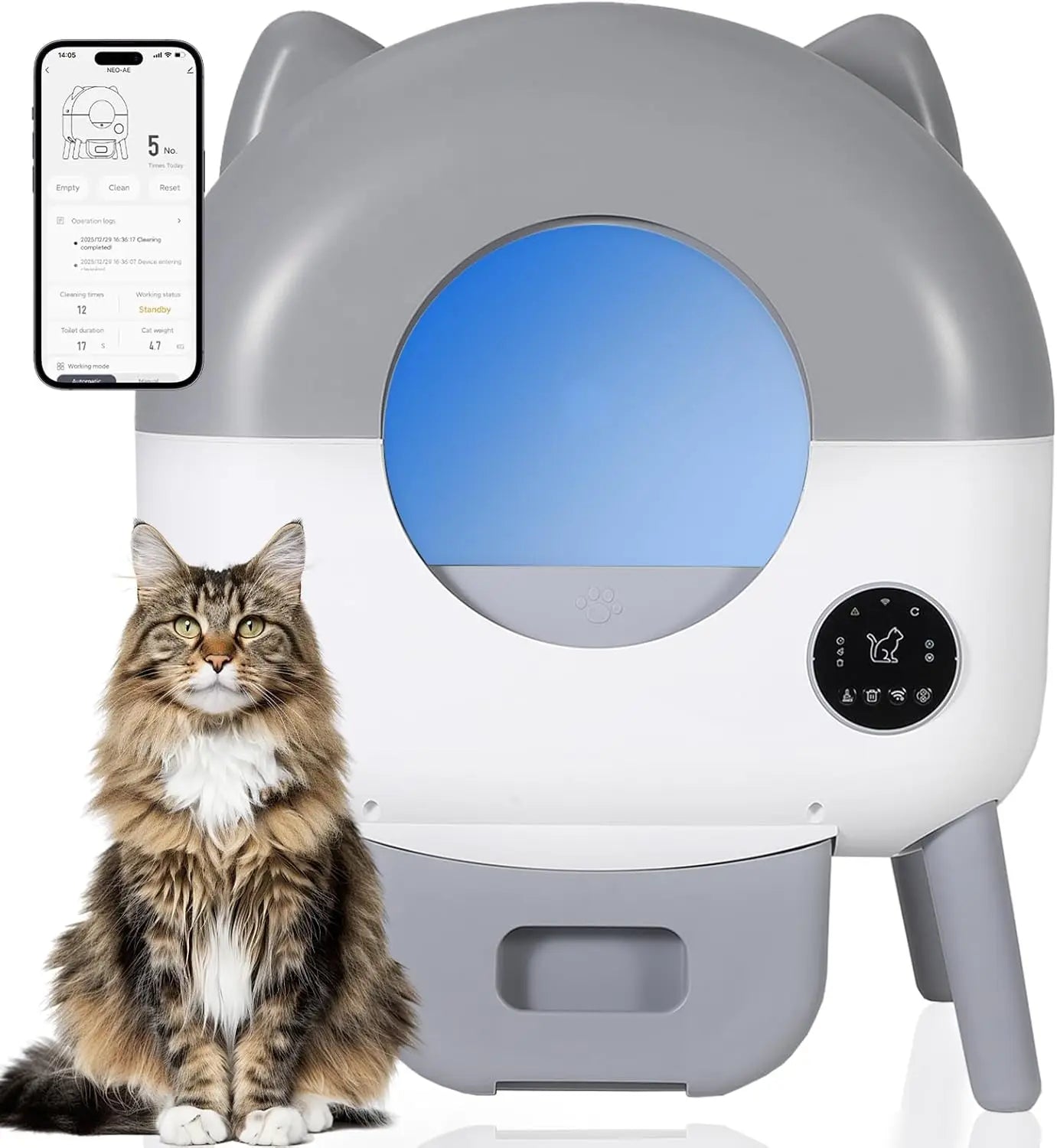 Self-Cleaning Cat Litter Box for Multiple Cats Large Capacity –App Control
