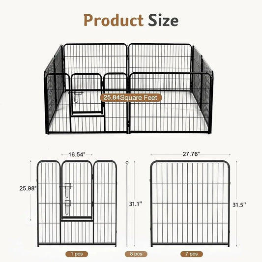 Dog Playpen Indoor, Metal 32 Inch 8 Panels Foldable Pet Fence with Door