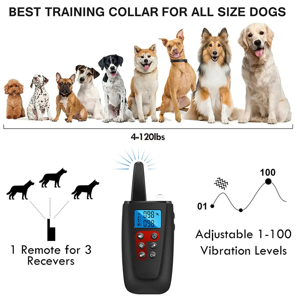 No Shock Dog Training Collar IPX7 Waterproof Electric Collar with Remote