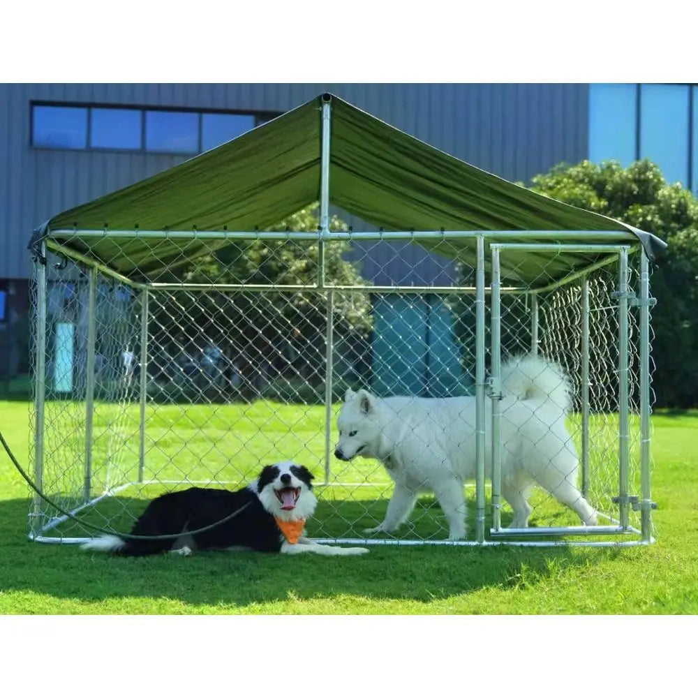 Sturdy Outdoor Dog Kennel - Large Mesh Enclosure with Lock for Pets