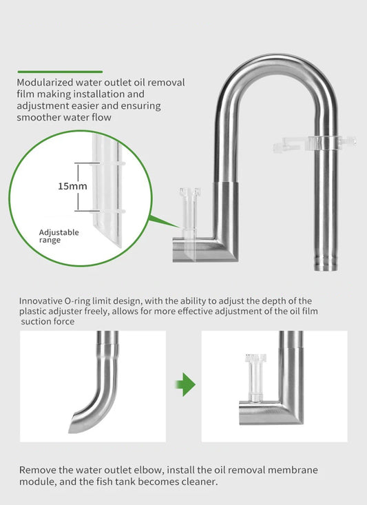 Fish tank inlet and outlet filter stainless steel tube