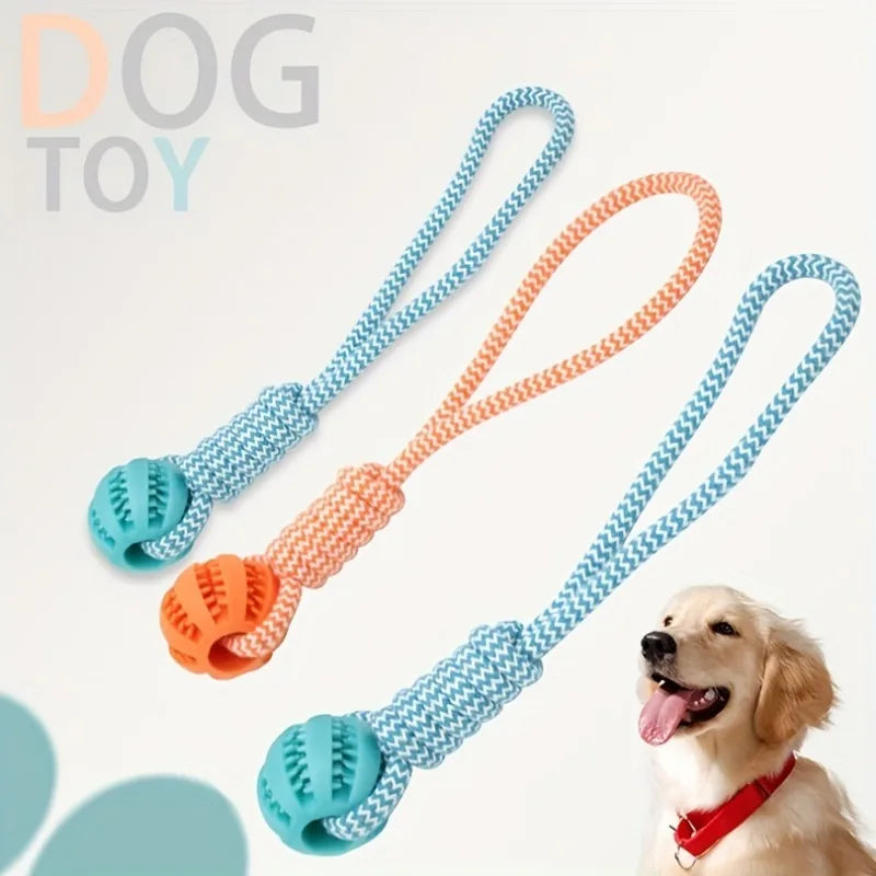Dog Tug Rope, Treat Dispenser Ball, Chew Toy Durable & Dental Health (Colors Vary)
