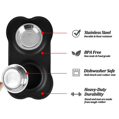 Stainless Steel Feeder Silicone Anti-spill Cats Dog