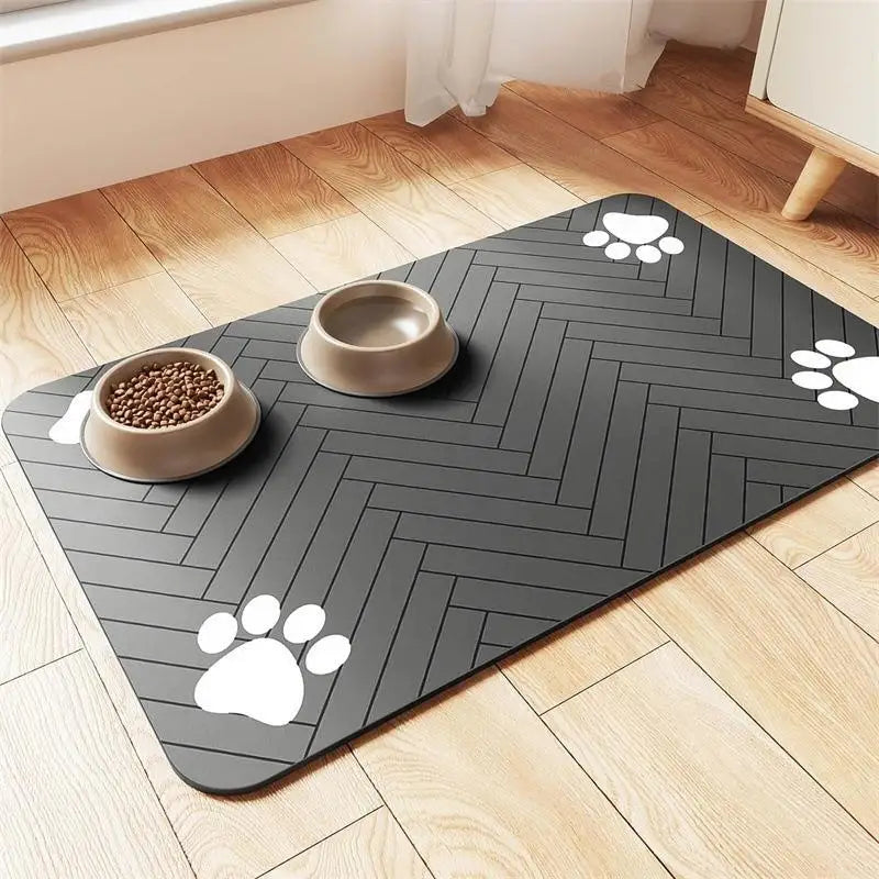 Diatomaceous Mud Absorbent Pet Placemat For Food And Water Bowl With Waterproof Quick-Dry Rubber Backing Non-Slip Home Pet Mat