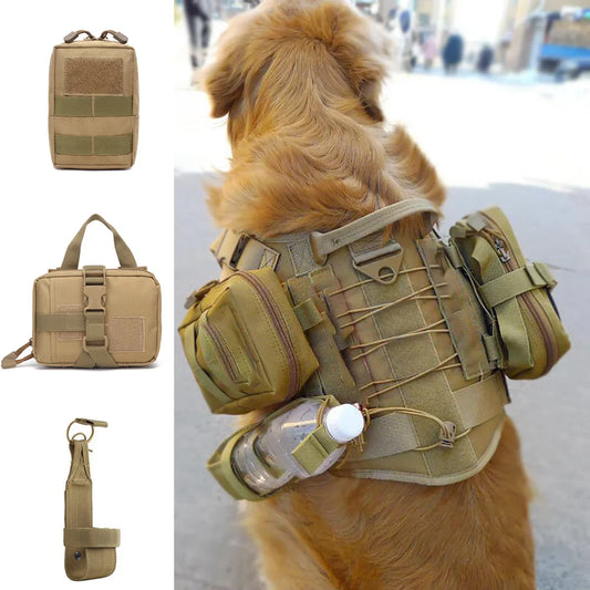 Dog Tactical Bags Set Molle Pouches Belt Attaching on Harness