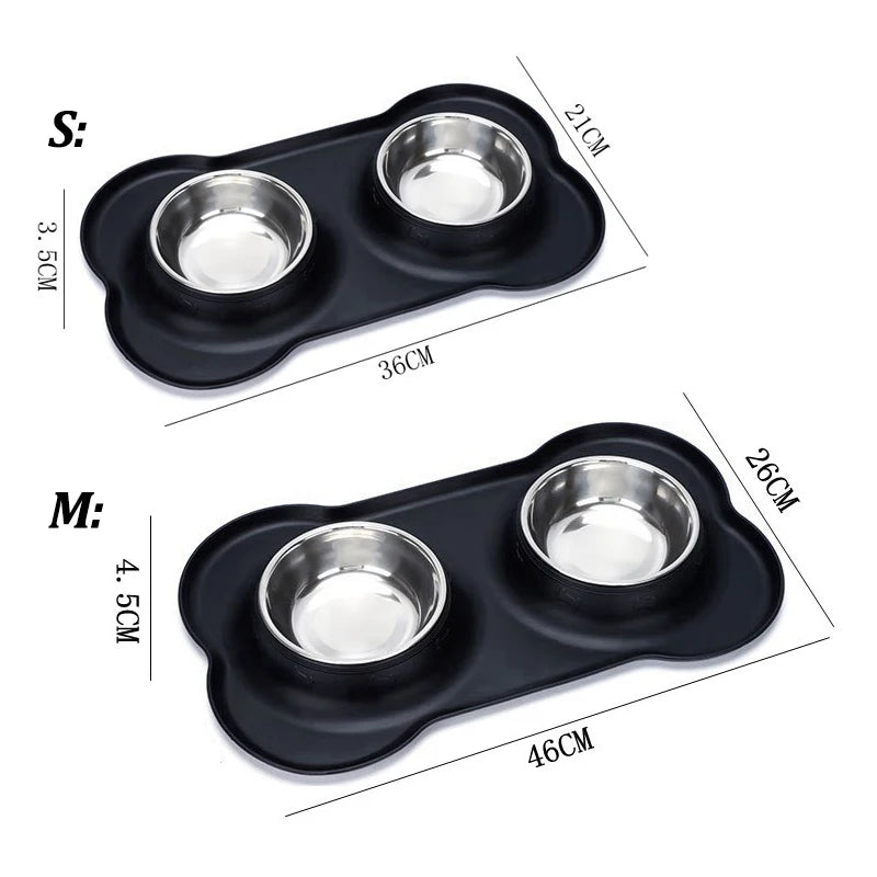 Stainless Steel Feeder Silicone Anti-spill Cats Dog