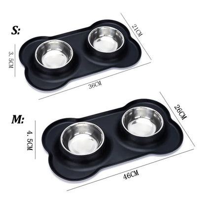 Stainless Steel Feeder Silicone Anti-spill Cats Dog