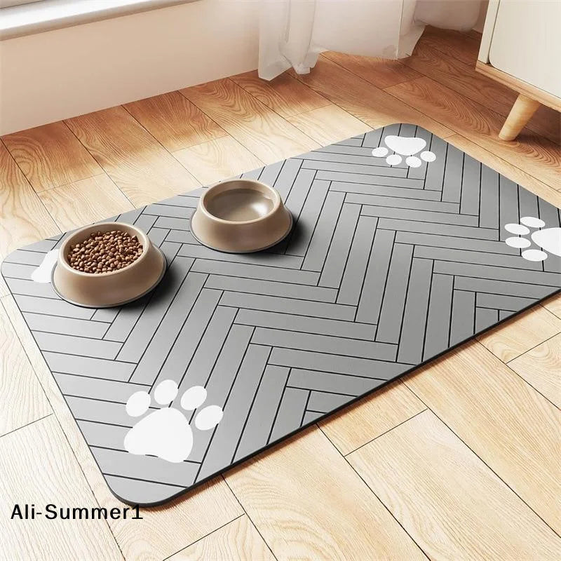 Diatomaceous Mud Absorbent Pet Placemat For Food And Water Bowl With Waterproof Quick-Dry Rubber Backing Non-Slip Home Pet Mat