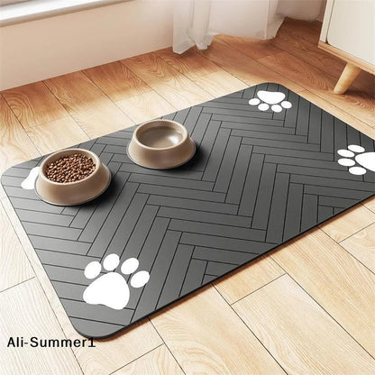 Diatomaceous Mud Absorbent Pet Placemat For Food And Water Bowl With Waterproof Quick-Dry Rubber Backing Non-Slip Home Pet Mat