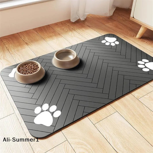 Diatomaceous Mud Absorbent Pet Placemat For Food And Water Bowl With Waterproof Quick-Dry Rubber Backing Non-Slip Home Pet Mat
