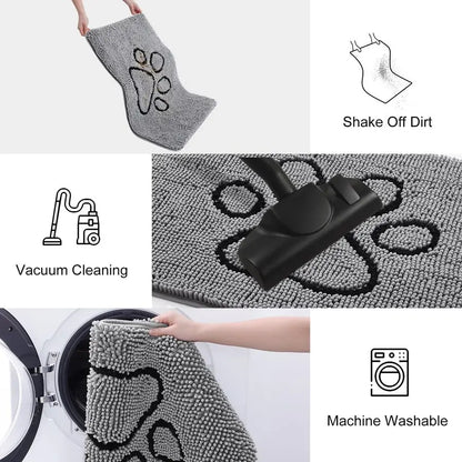 Dog Door Mat Muddy Paws, Absorbent Dirt Trapper Non Slip Quick dryr