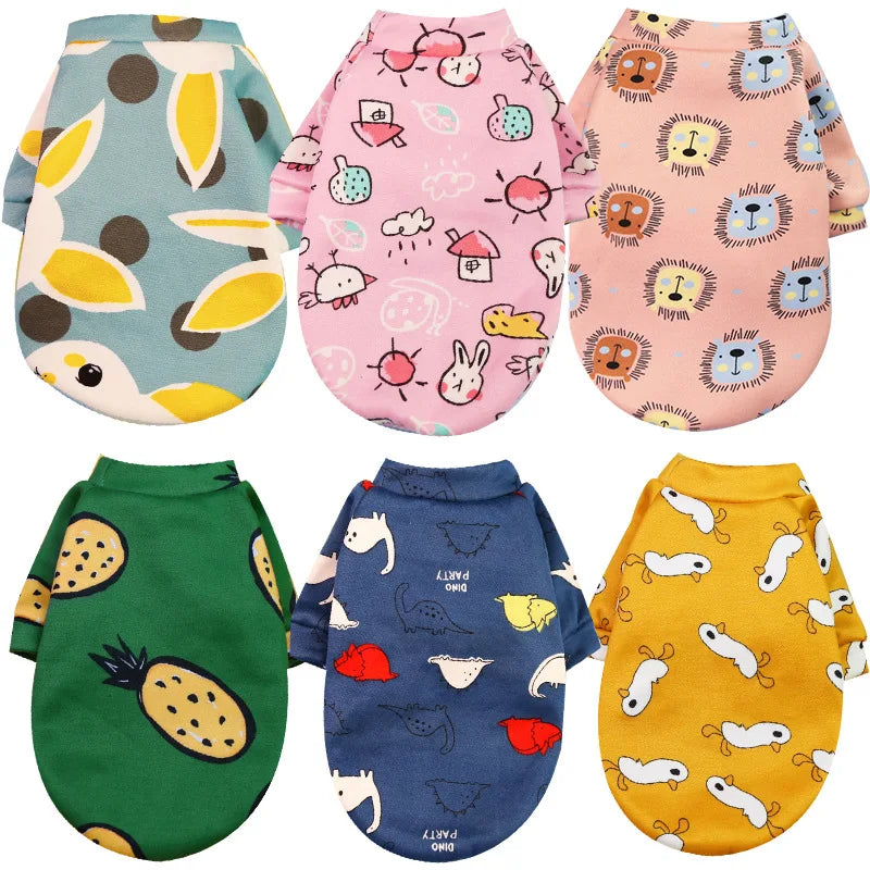 Custom Printed Cartoon Pet Clothes Fleece-Lined Winter Pullover Dog and Cat
