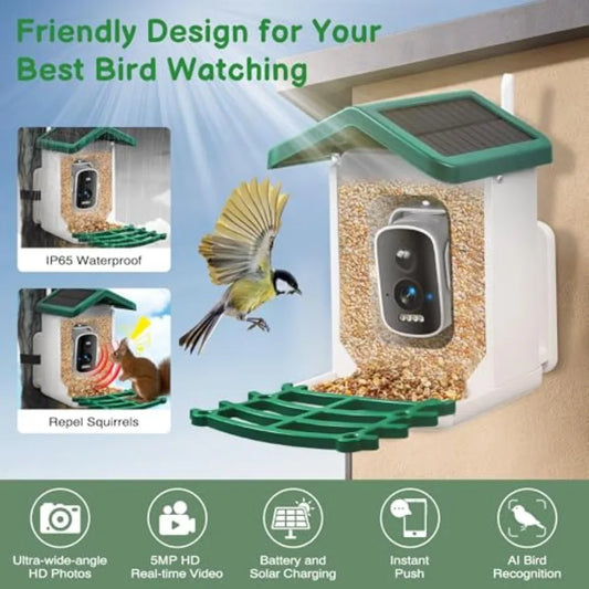 Smart Bird Feeder with Camera  Solar Panel