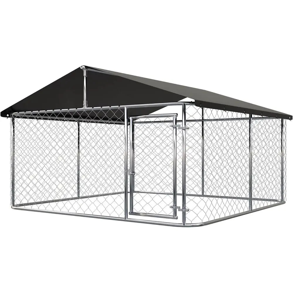 Sturdy Outdoor Dog Kennel - Large Mesh Enclosure with Lock for Pets