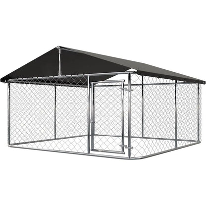 Sturdy Outdoor Dog Kennel - Large Mesh Enclosure with Lock for Pets