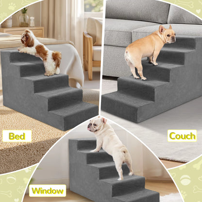 4-Tier/5-Tier Pet Stairs For Small Dogs & Cats Density Foam Steps