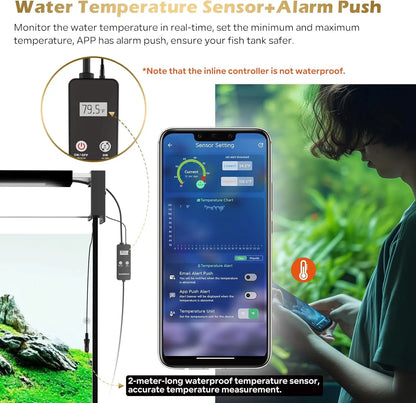 Smart Aquarium Light with WiFi & Bluetooth Control Temperature Sensor for Freshwater Tanks (12-18 in)