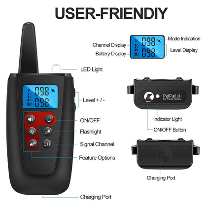 No Shock Dog Training Collar  IPX7 Waterproof Electric Collar with Remote