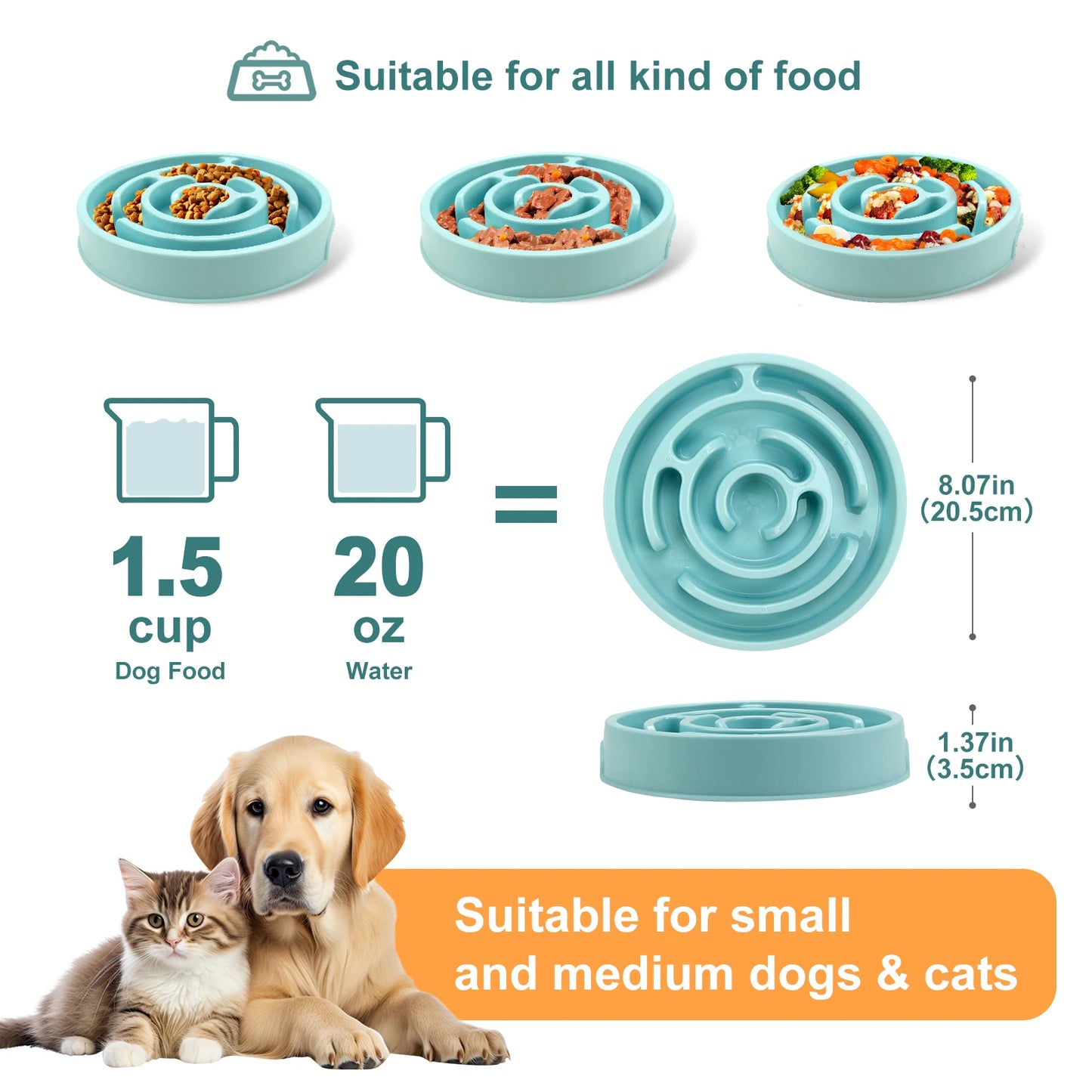 Slow Feeder Bowl Slower Food Feeding for Large Medium Small Dogs Puppy