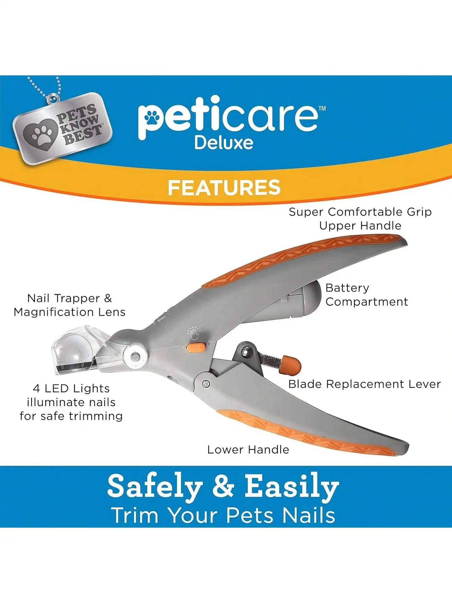 Omnliy LED Pet Nail Clipper for Dogs & Cats, 5X Magnification, Nail Trapper
