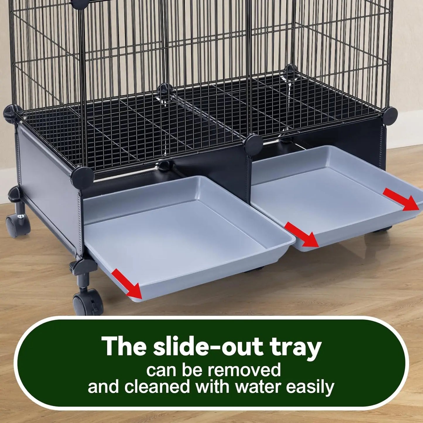 46-Inch Spacious Bird Cage  Slide-Out Tray, Water Bottle & Feeder