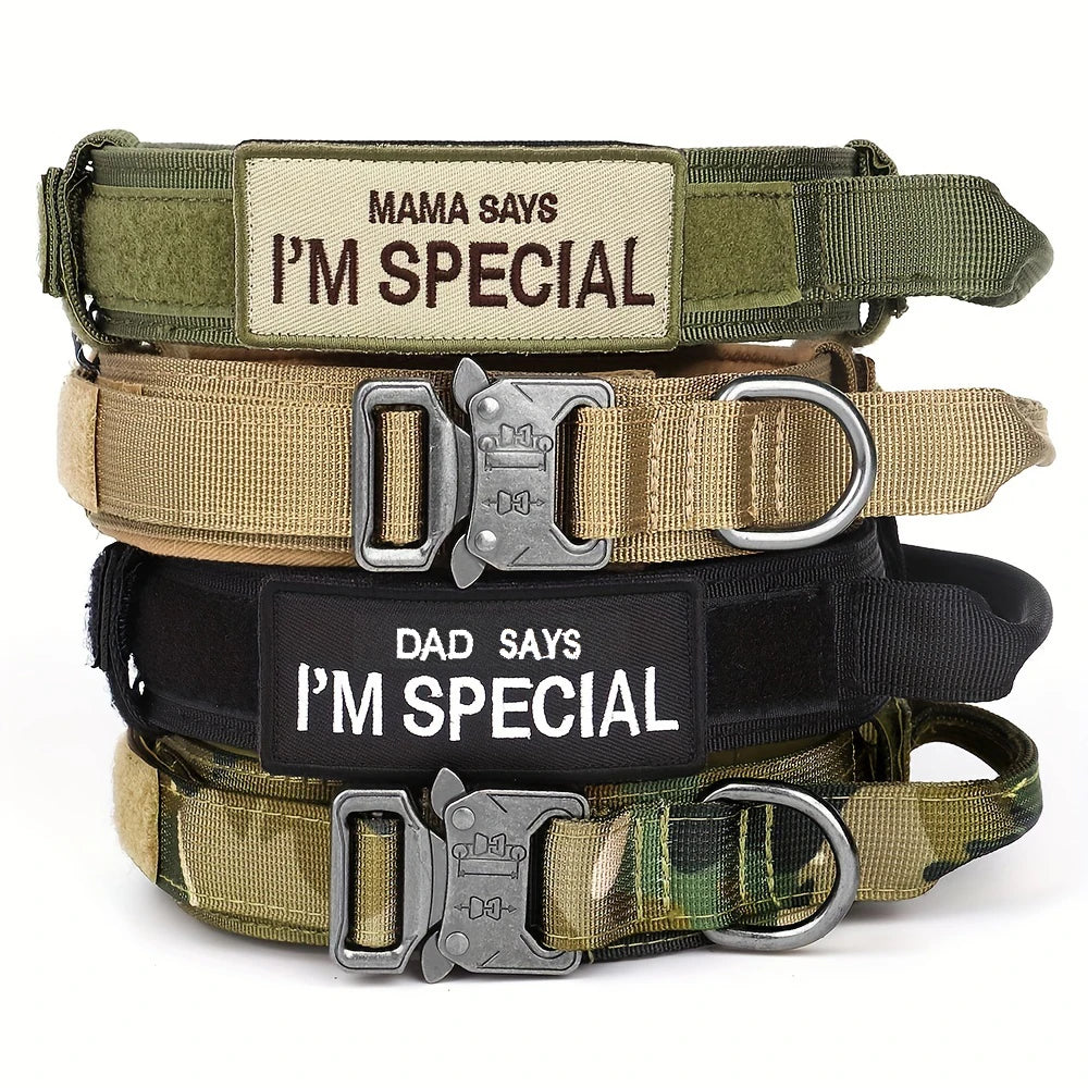 Heavy Duty Tactical Dog Collars with Patch Training  Medium and Large Dogs