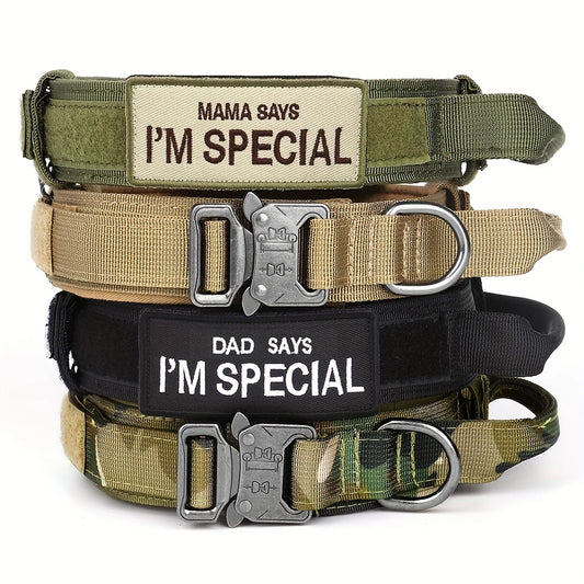 Heavy Duty Tactical Dog Collars with Patch Training  Medium and Large Dogs