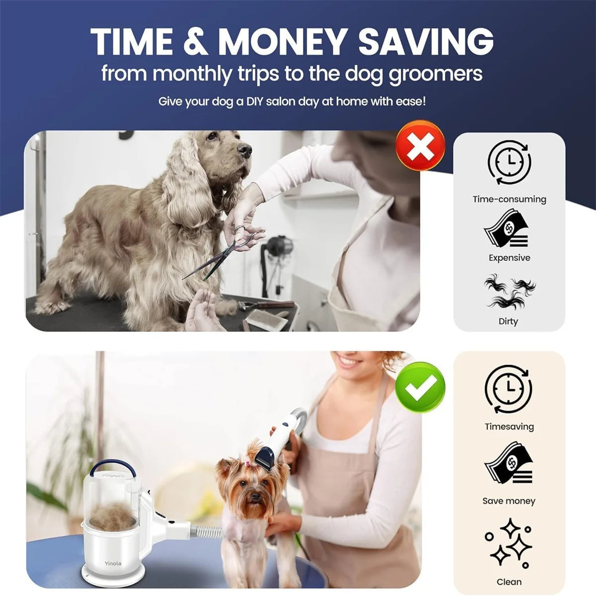 P50 Dog Grooming Vacuum, with Dog Clippers,Deshedding