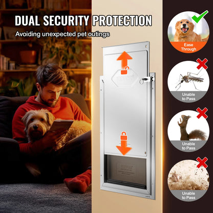 Pet Door Aluminum Frame with Lock and Flap System for Exterior Doors