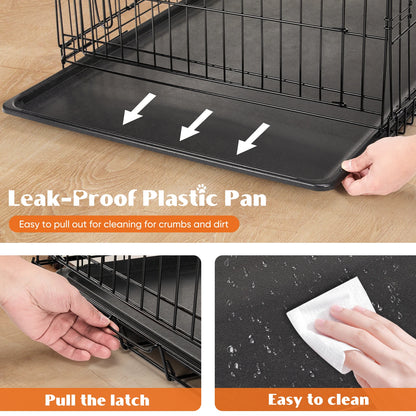 JHK 48 Inch Double Door Folding Metal Wire Dog Cage