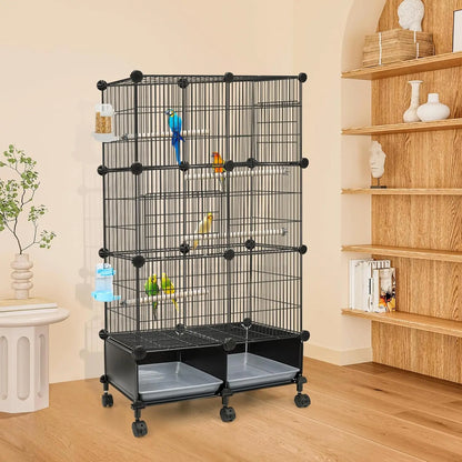 46-Inch Spacious Bird Cage  Slide-Out Tray, Water Bottle & Feeder