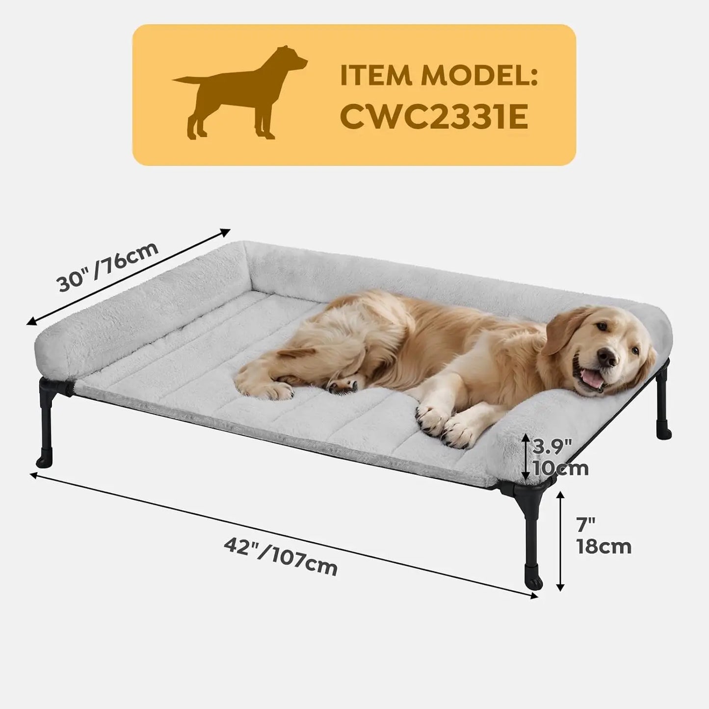 Elevated Orthopedic Dog Bed with Fluffy Bolster,