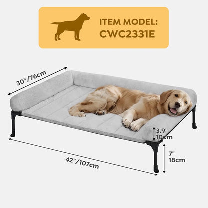 Elevated Orthopedic Dog Bed with Fluffy Bolster,