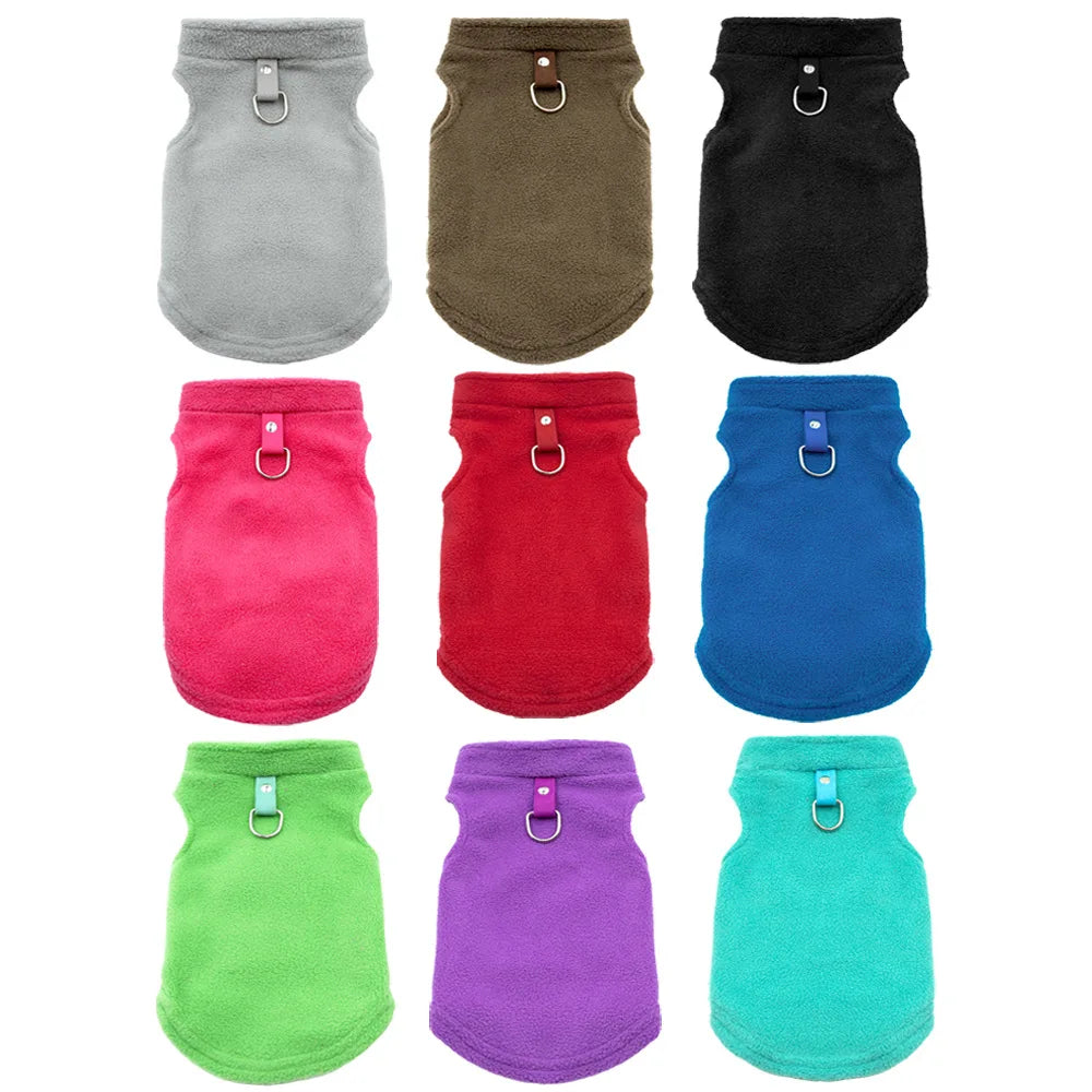 Factory Custom-Made Dog Clothes, European and American Amazon Pet Clothes, Thickened Solid Color with Leash, Fleece Pet Supplies