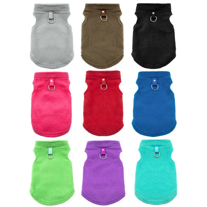 Factory Custom-Made Dog Clothes, European and American Amazon Pet Clothes, Thickened Solid Color with Leash, Fleece Pet Supplies
