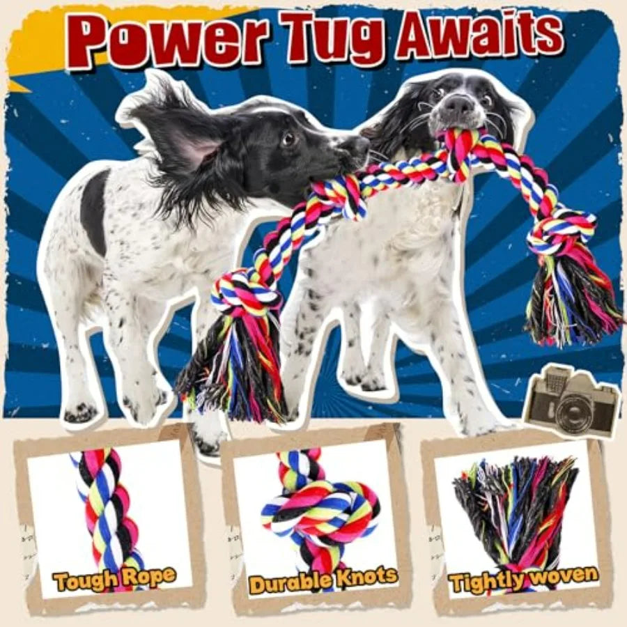 Tough and Strong Dog Toy for Aggressive Chewers Tough Chew Toys for Large Dogs, Ideal for Tug-of-War and Teeth Cleaning, with 3