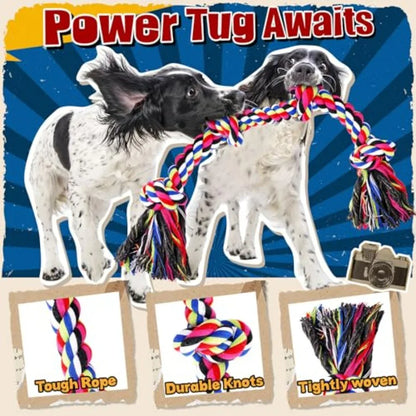 Tough and Strong Dog Toy for Aggressive Chewers Tough Chew Toys for Large Dogs, Ideal for Tug-of-War and Teeth Cleaning, with 3