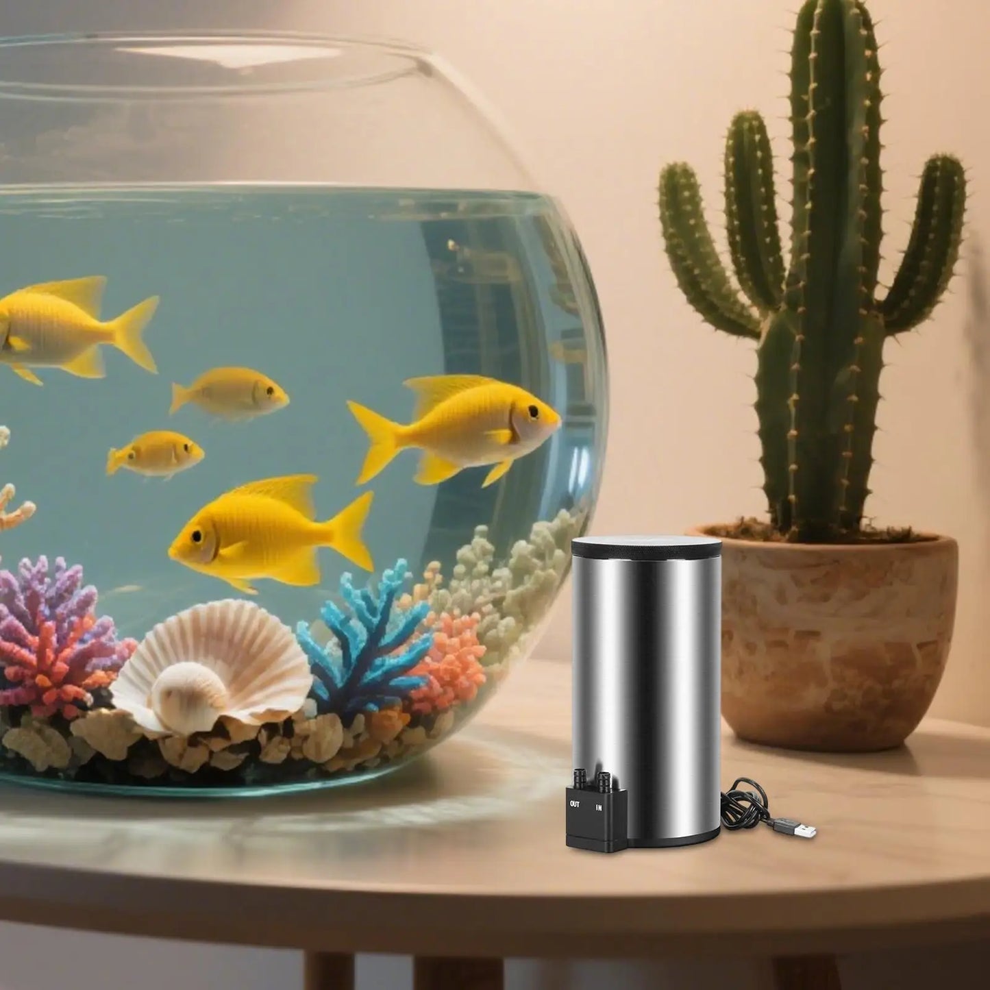 Quiet Aquarium External Canister Filter USB Powered Stainless Steel Mini Water Filter