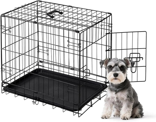 24 Inch Small Single Door Dog Cage with Leak-Proof Pan Tray