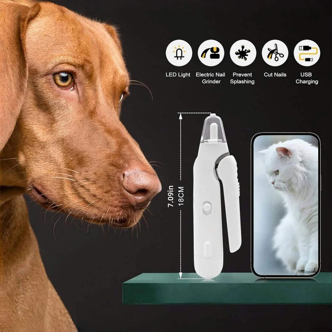 Nail Clippers, Quiet Pet Nail Grinder with 2 LED Lightsl