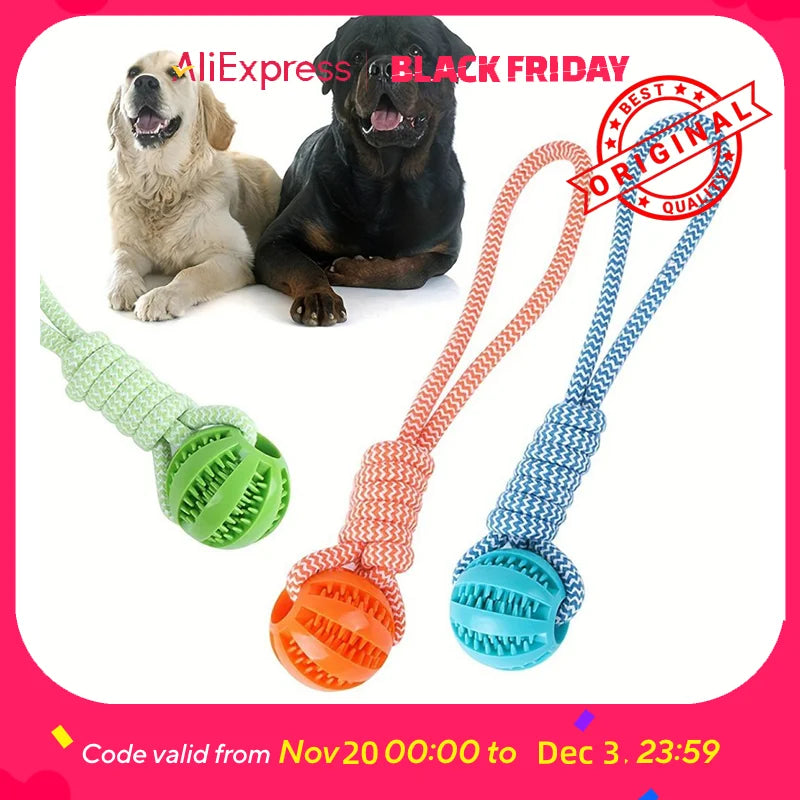 Dog Tug Rope, Treat Dispenser Ball, Chew Toy Durable & Dental Health (Colors Vary)