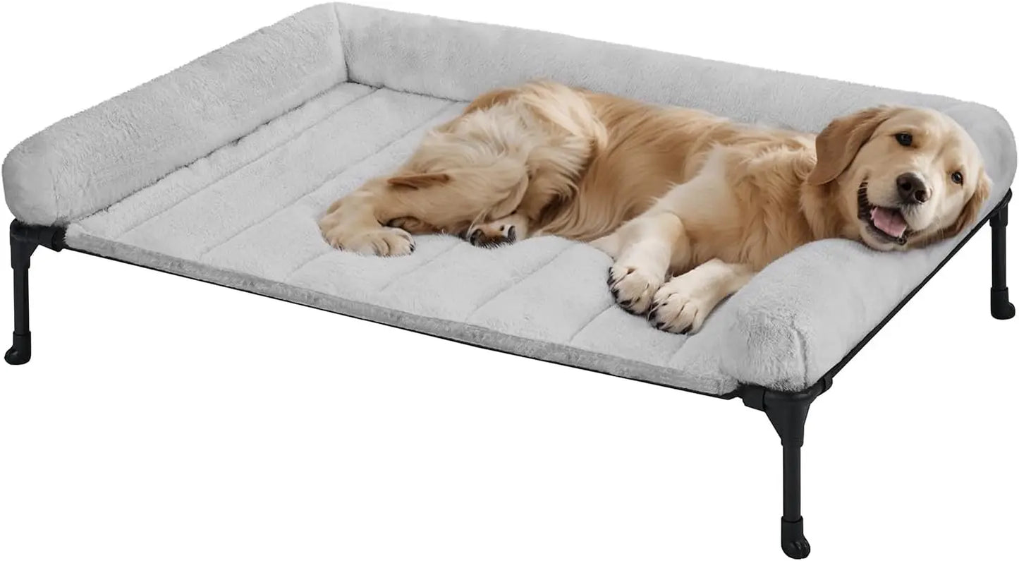 Elevated Orthopedic Dog Bed with Fluffy Bolster,
