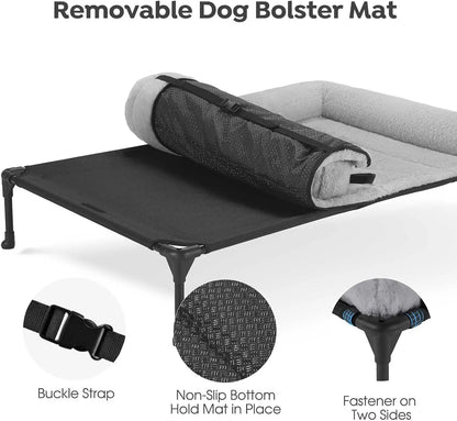 Elevated Orthopedic Dog Bed with Fluffy Bolster,